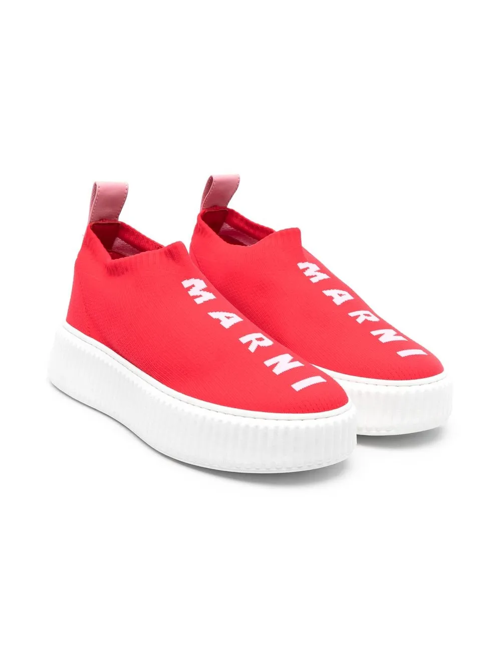 

Marni Kids tenis bajos con logo bordado - Rojo