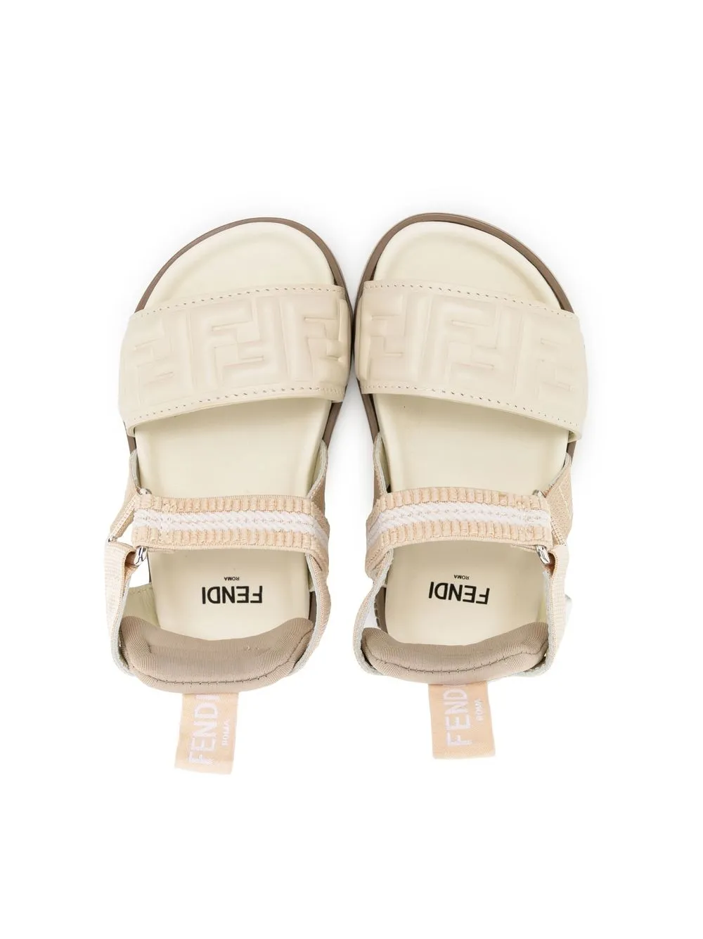 Fendi Kids FF logo striped sandals Neutrals