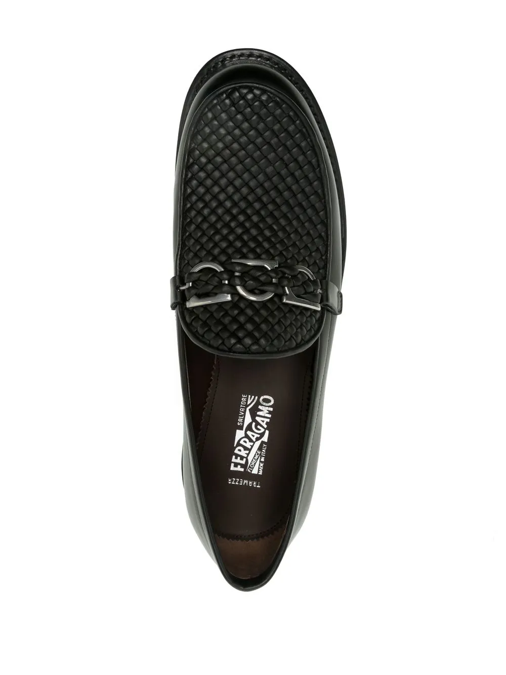 Ferragamo Gancini-plaque Leather Loafers In Black