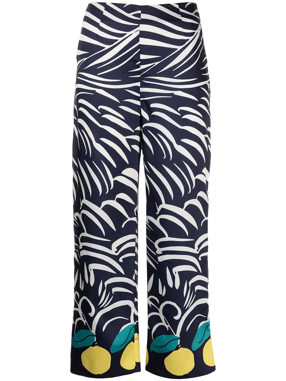 

STAUD Oscar lemon-print cropped trousers - Blue