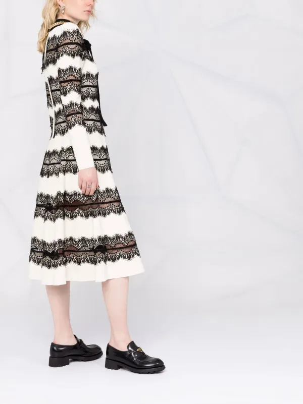 Elie Saab Striped Lace Panes Knitted 