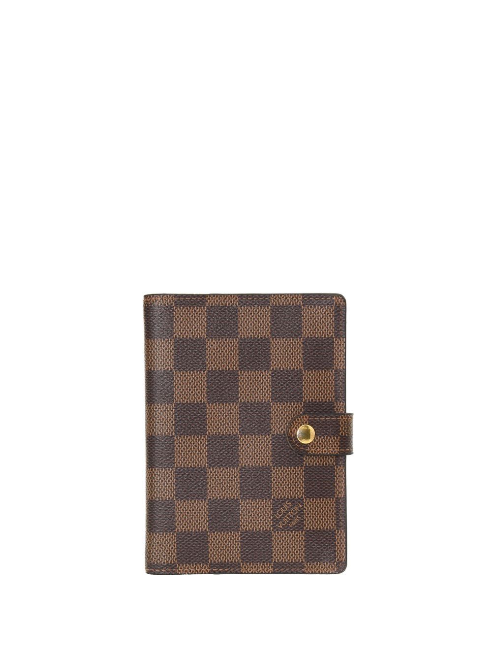 Pre-owned Louis Vuitton  Damier Ebène Small Ring Agenda Cover In Brown