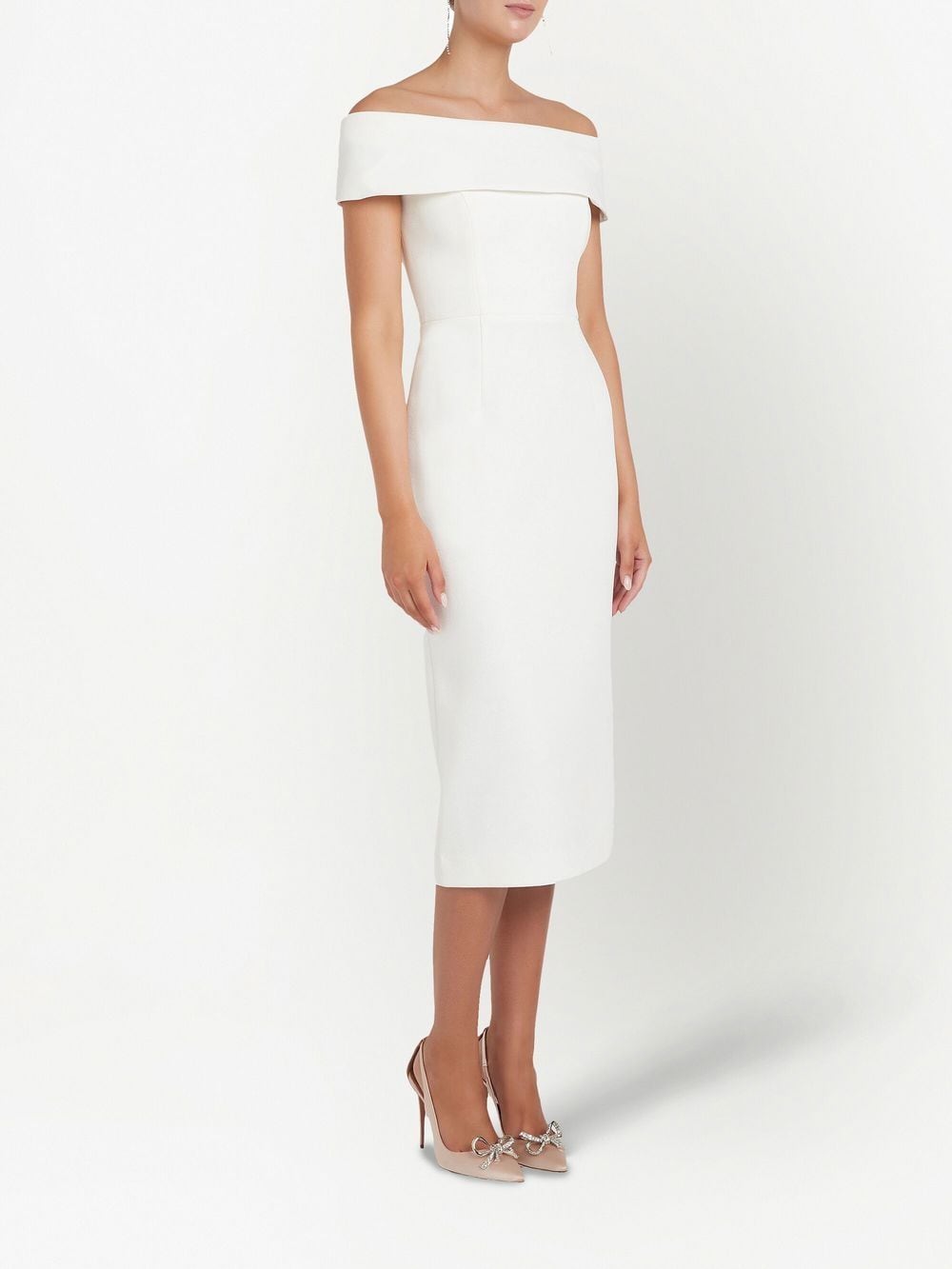 Shop Rebecca Vallance Amore Off-shoulder Midi Dress In White