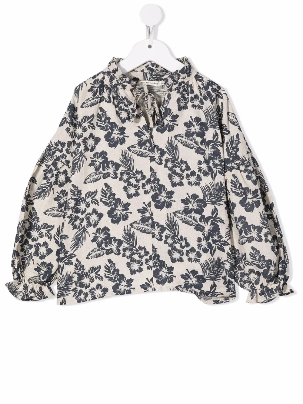 

THE NEW SOCIETY floral-print collarless shirt - Neutrals