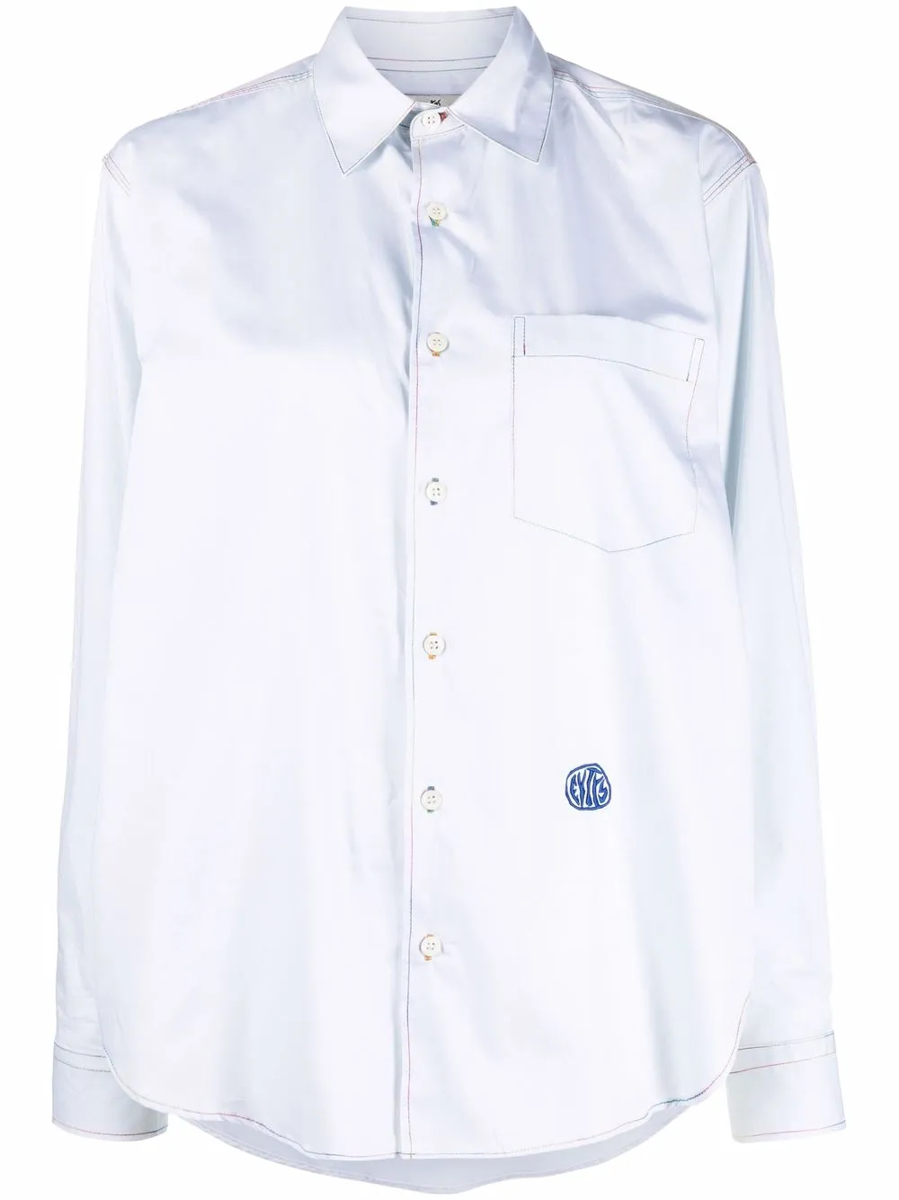 

Eytys logo patch cotton shirt - Blue