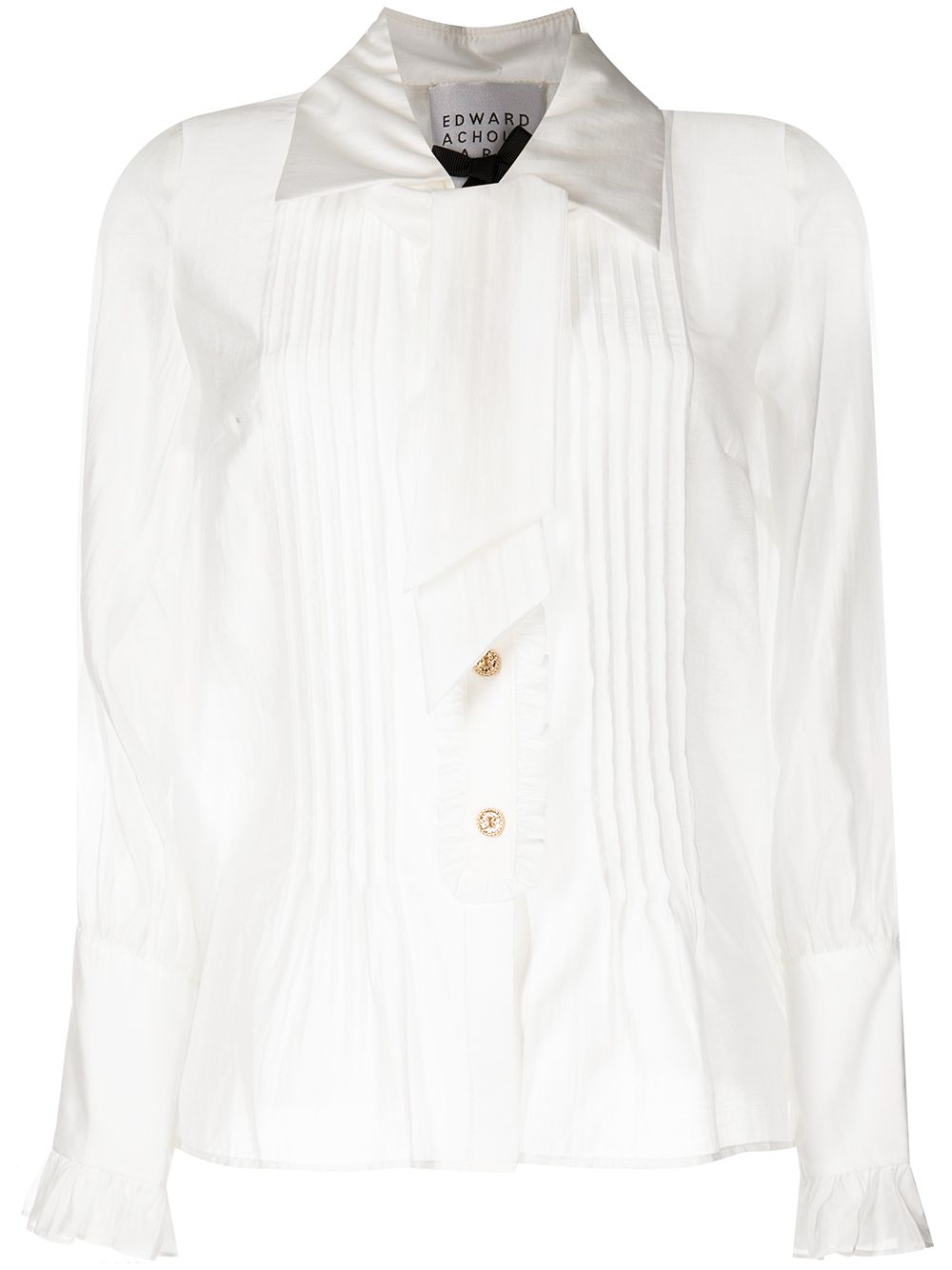 Edward Achour Paris bib-detailed long-sleeve blouse