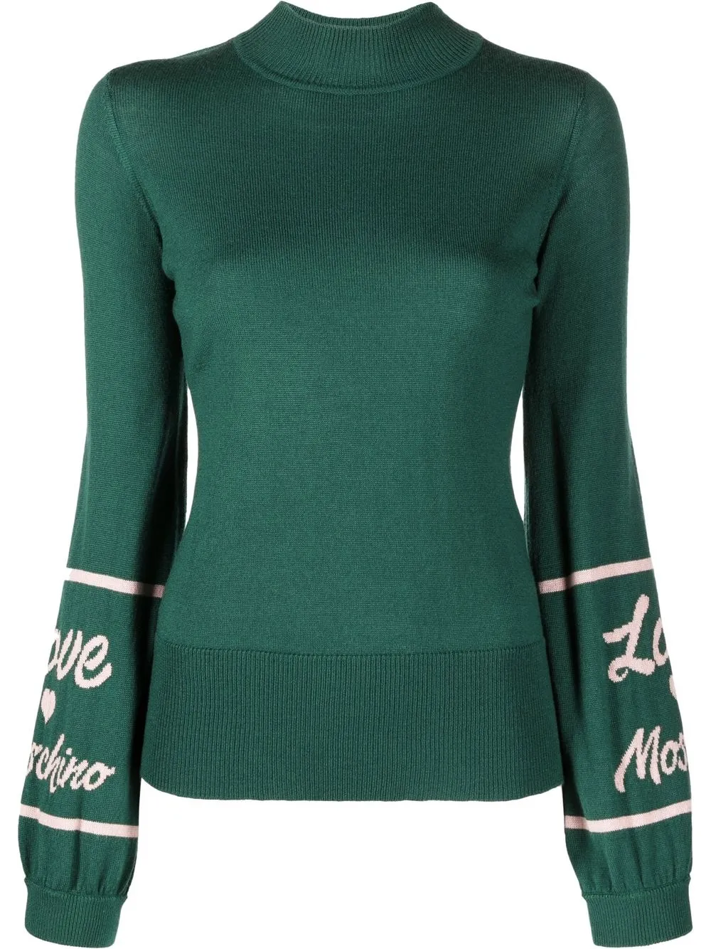 

Love Moschino suéter con cuello alto y logo en intarsia - Verde