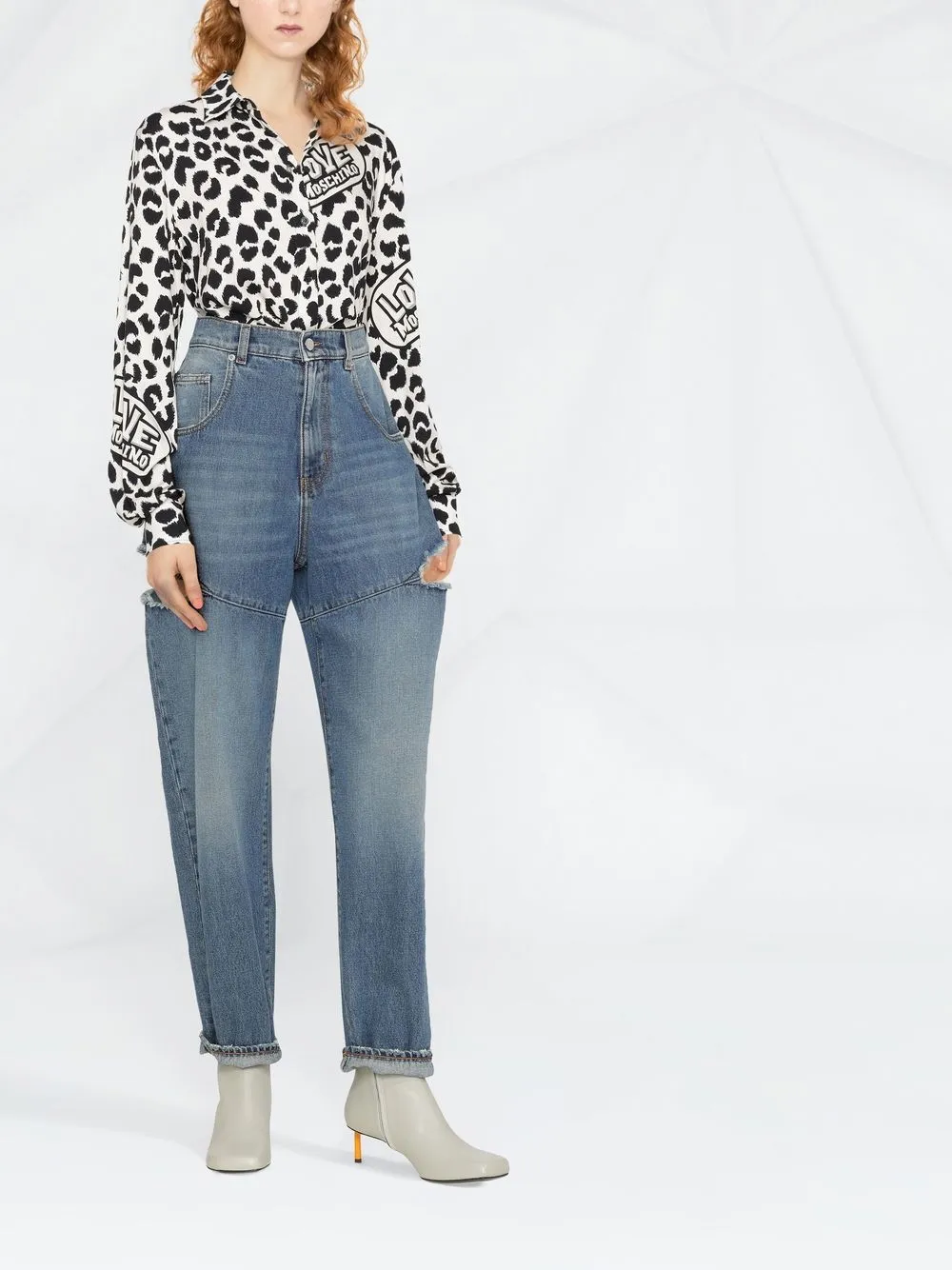 Love Moschino Blouse met luipaardprint - Wit