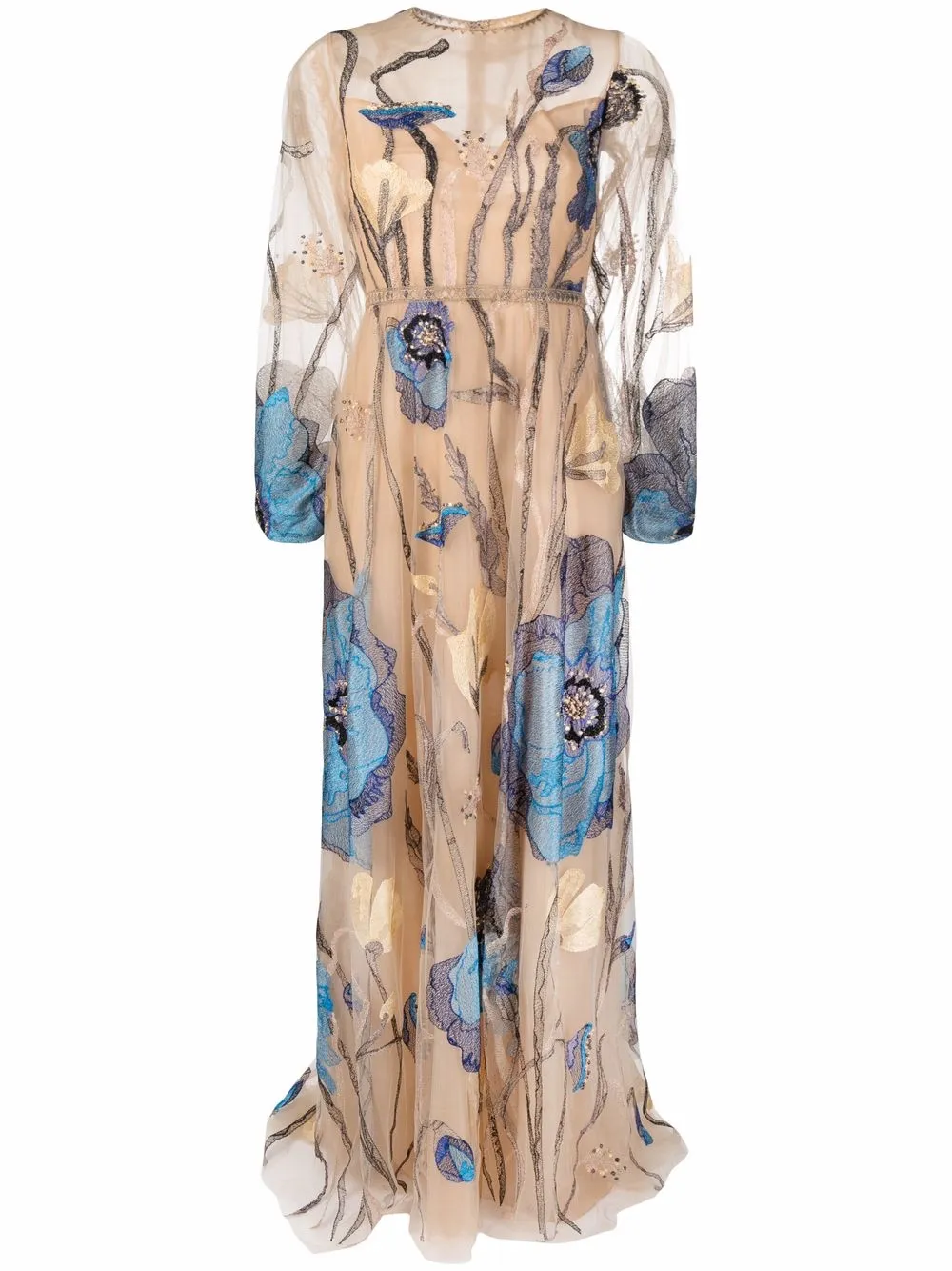 

Costarellos Yesenia floral-embroidered dress - Neutrals