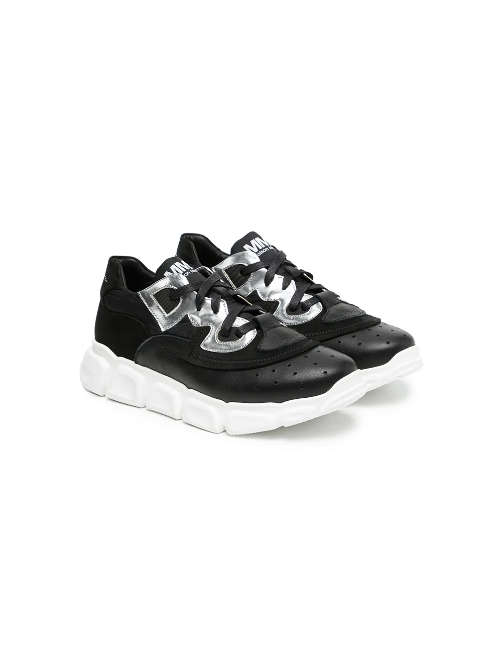 Mm6 Maison Margiela Teen Low-top Leather Trainers In Black