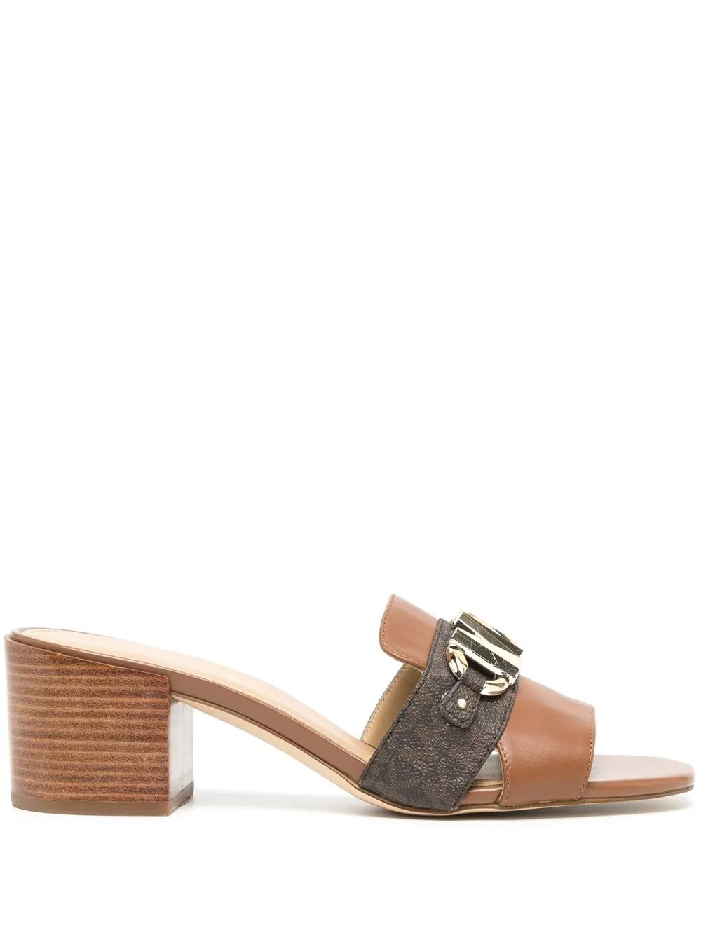 

Michael Kors logo-plaque leather mules - Brown