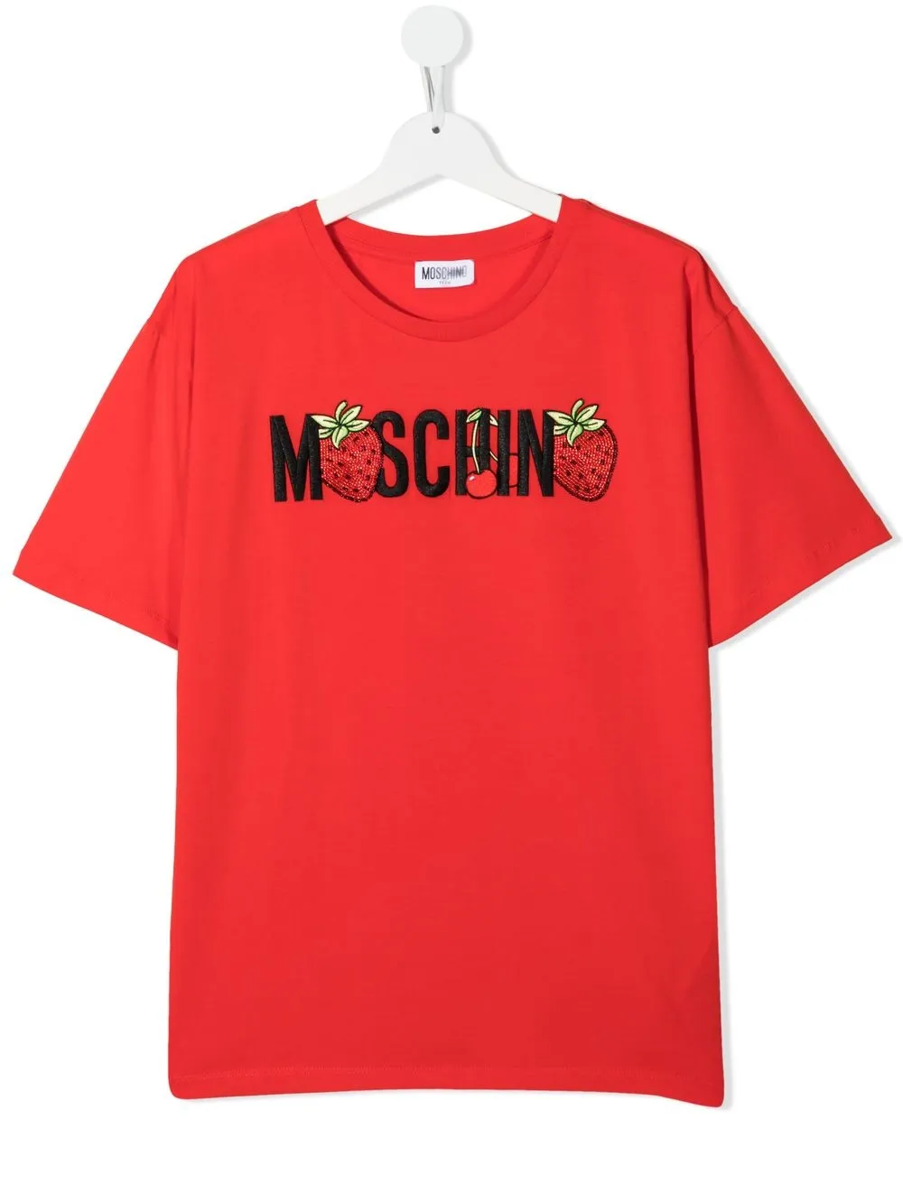 

Moschino Kids playera con logo de fresas - Rojo