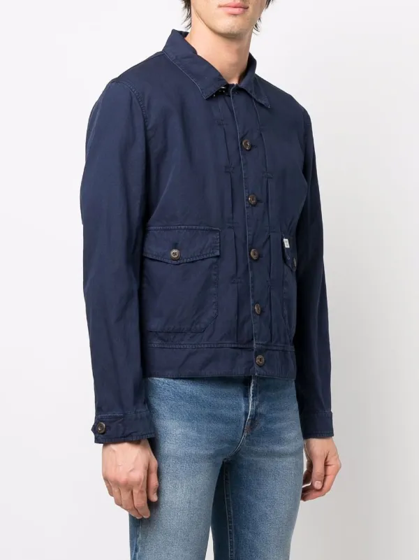 Fay logo-patch Shirt Jacket | Blue | FARFETCH