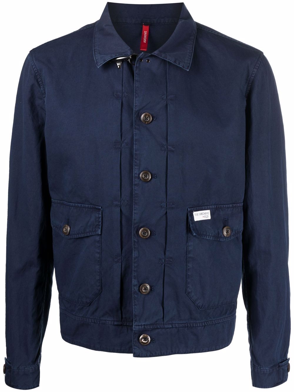 Fay Logo-patch Shirt Jacket In Blue