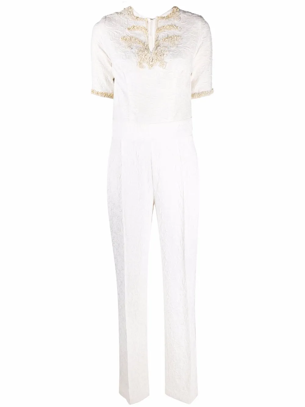 

Parlor jumpsuit bordado con manga corta - Blanco