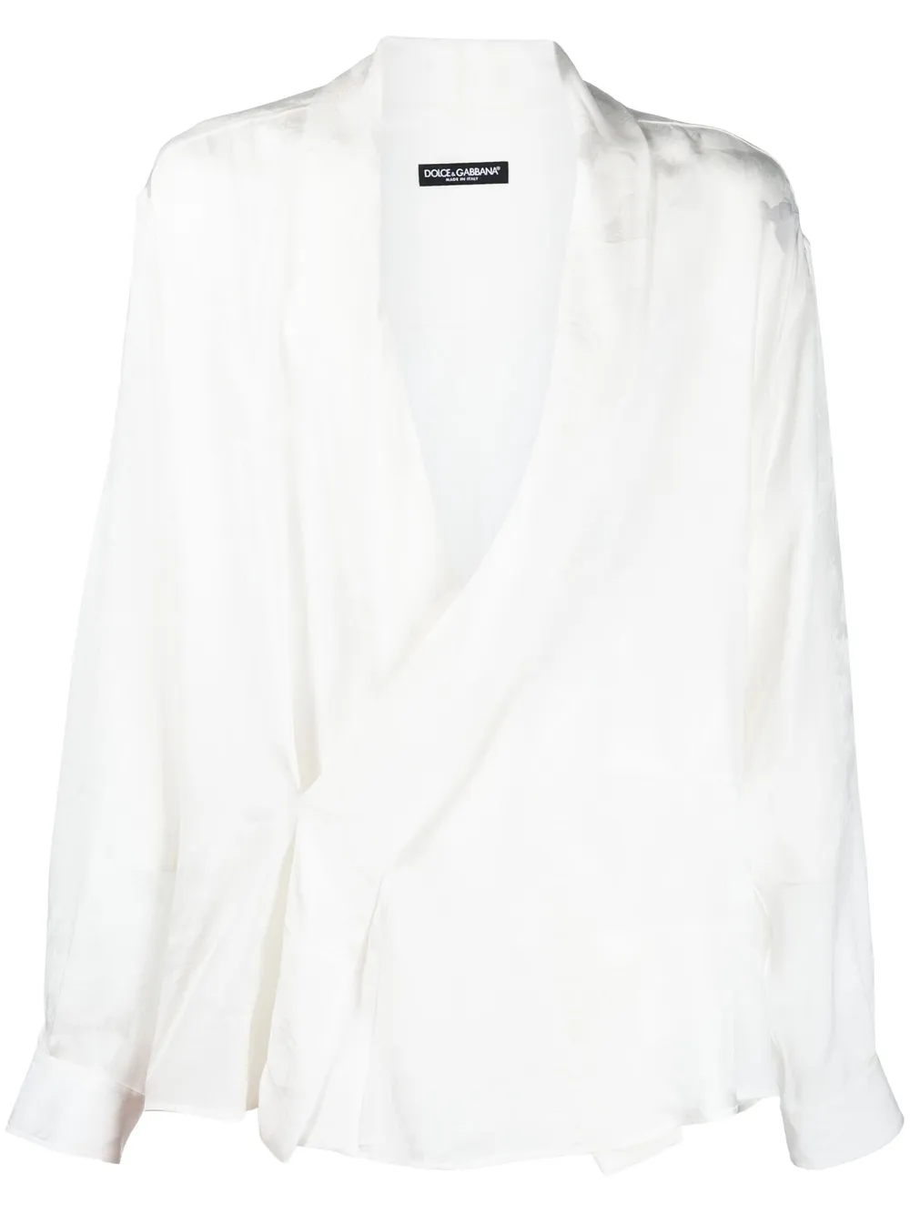 

Dolce & Gabbana camisa cruzada de manga larga - Blanco