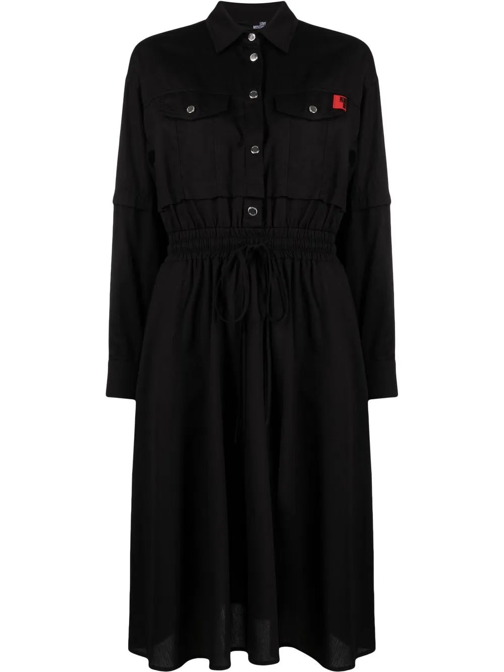 

Love Moschino vestido camisero con pretina elástica - Negro