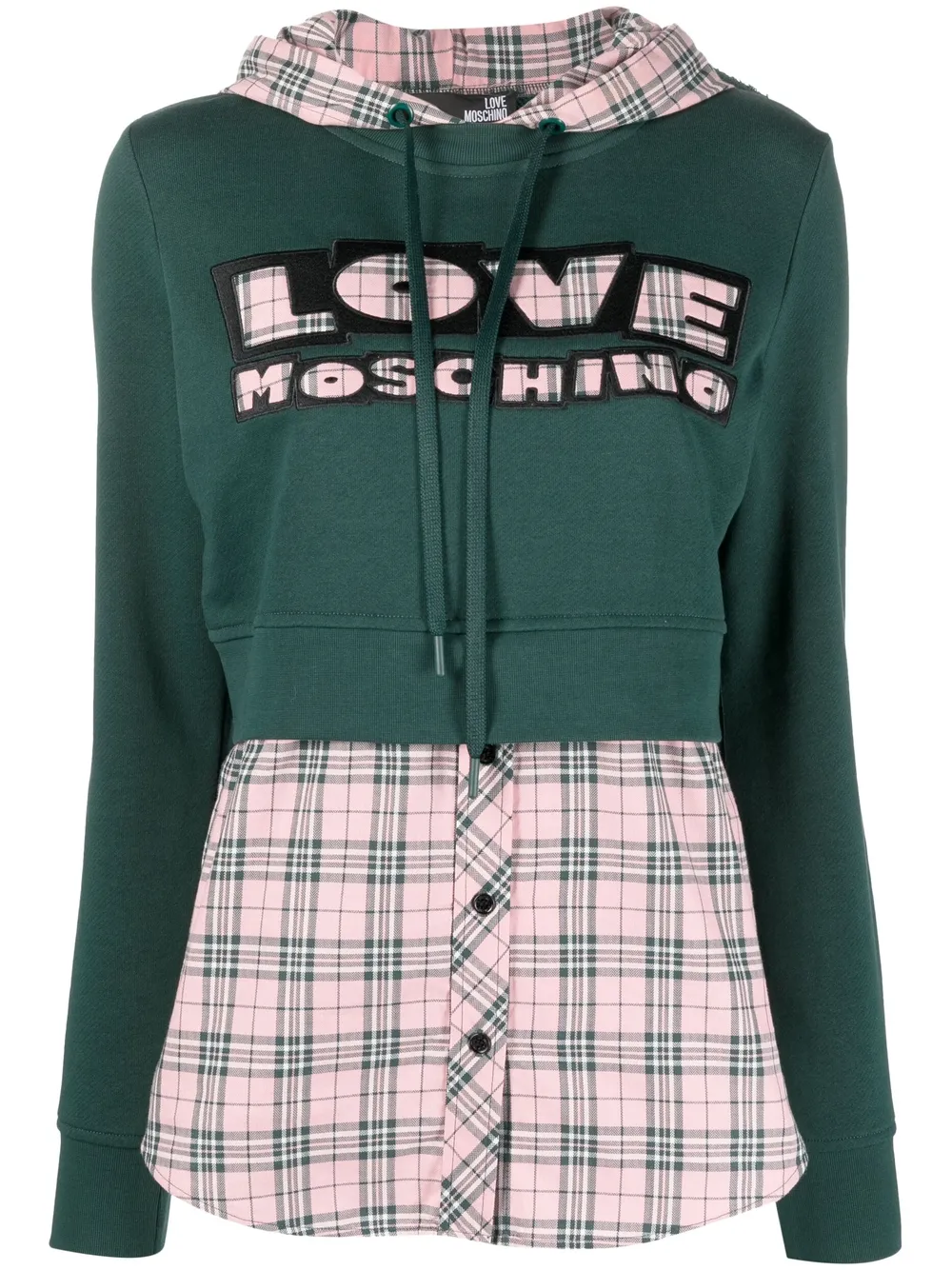 

Love Moschino logo-patch layered hoodie - Green