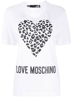 White Womens Tops Love Moschino Tops Love Moschino Appliquéd Cotton-jersey T-shirt in Gray 