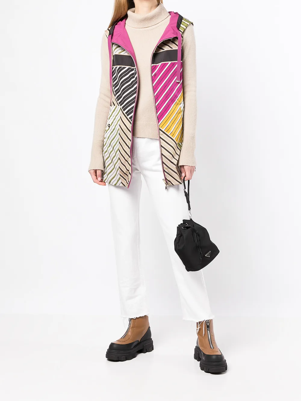 Herno Gilet met geometrische streep Veelkleurig