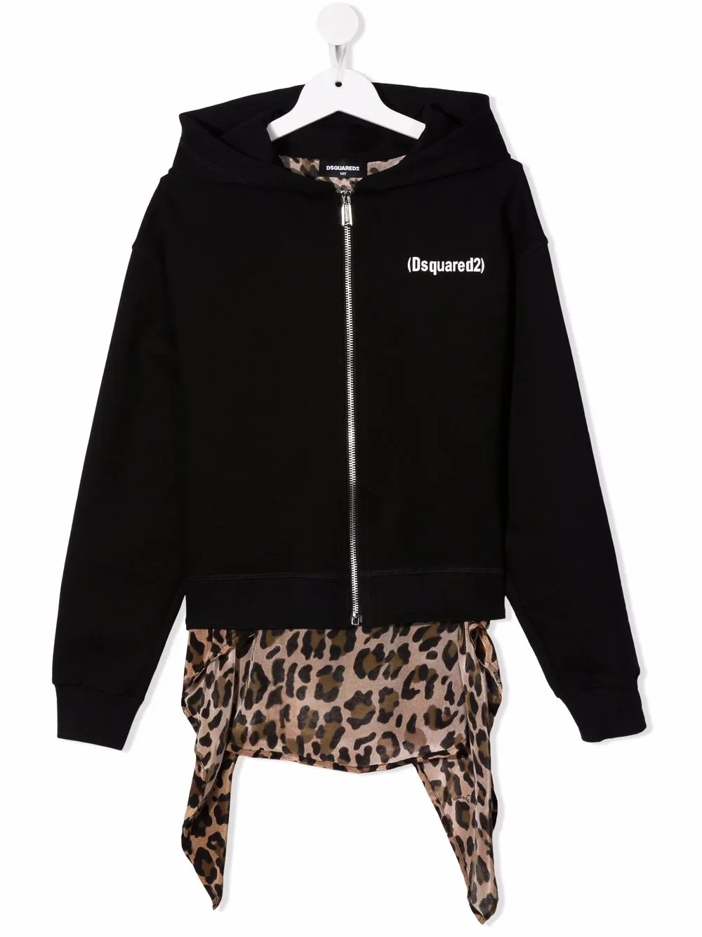 

Dsquared2 Kids TEEN leopard-print panel hoodie - Black