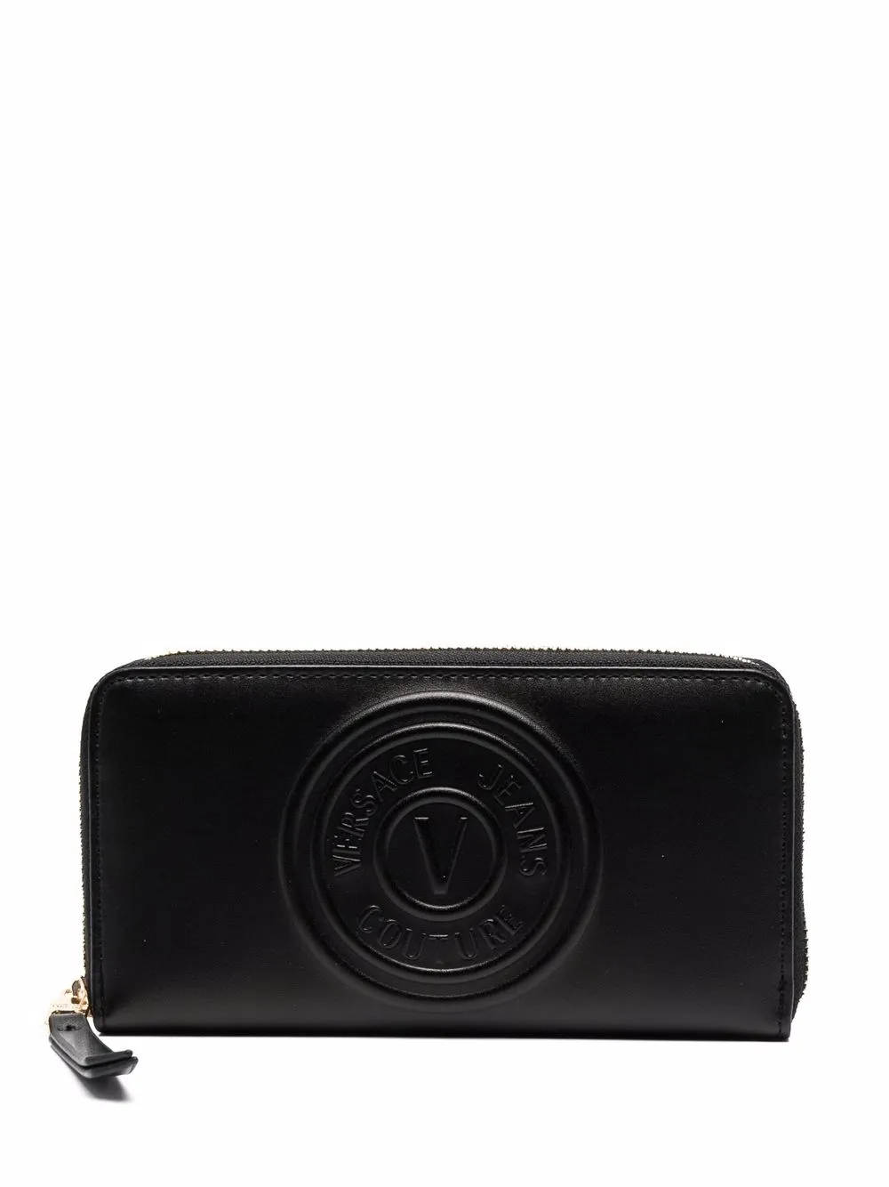 

Versace Jeans Couture embossed logo leather purse - Black