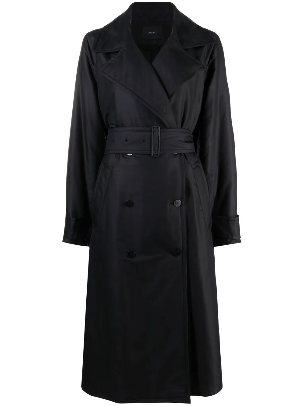 

JOSEPH padded belted trench coat - Black