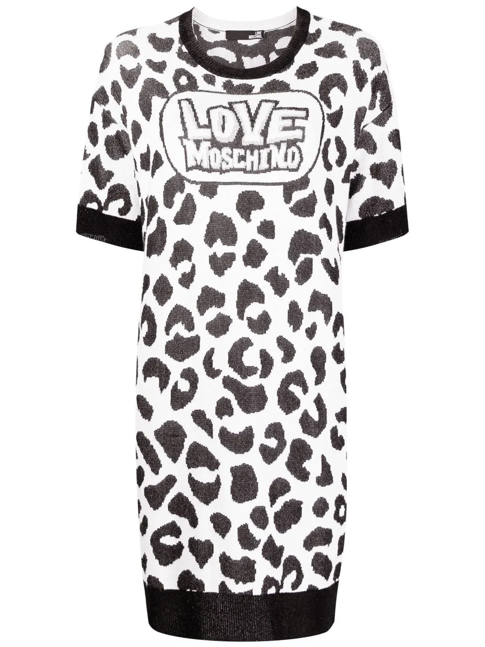 

Love Moschino vestido tejido con estampado de leopardo - Blanco