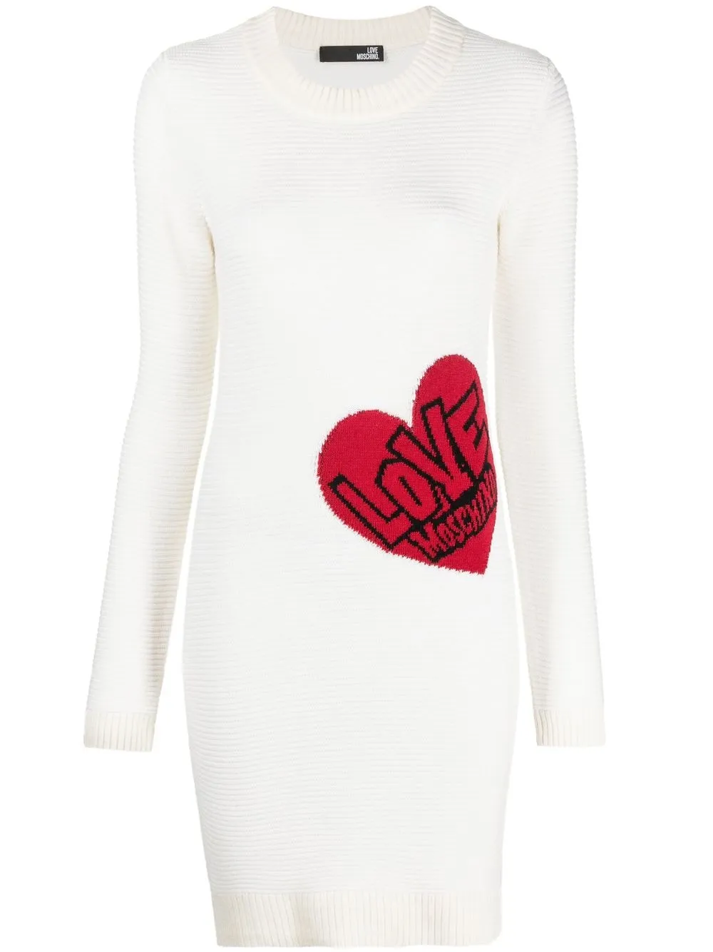 

Love Moschino vestido tejido con motivo de corazón - Blanco