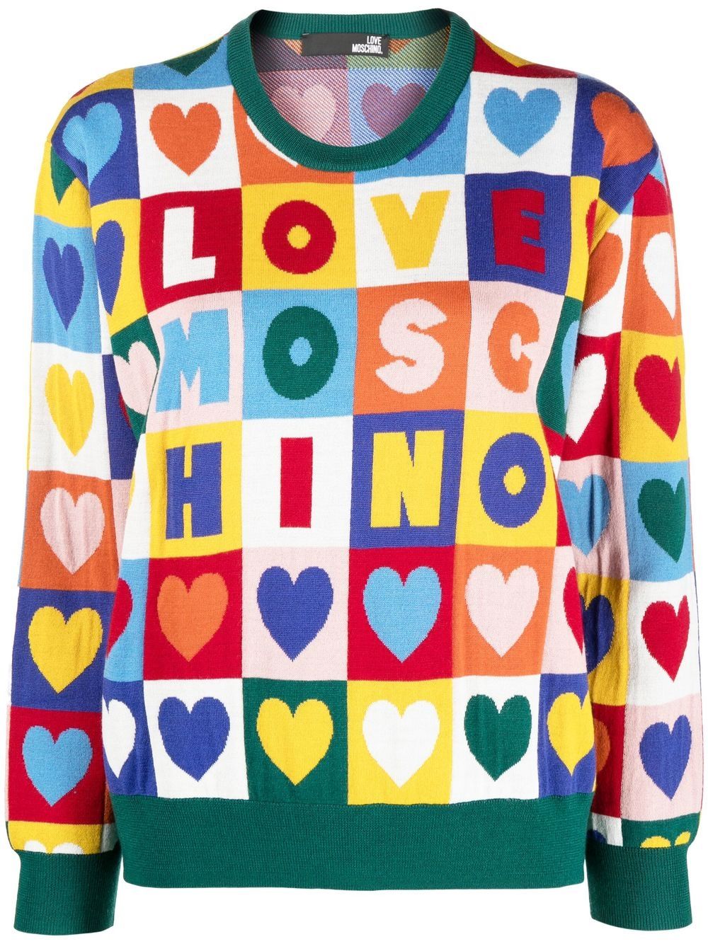 

Love Moschino suéter con motivo de corazones - Verde