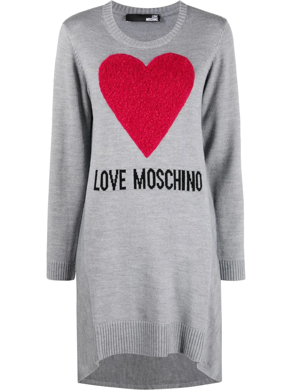 

Love Moschino heart intarsia knitted dress - Grey
