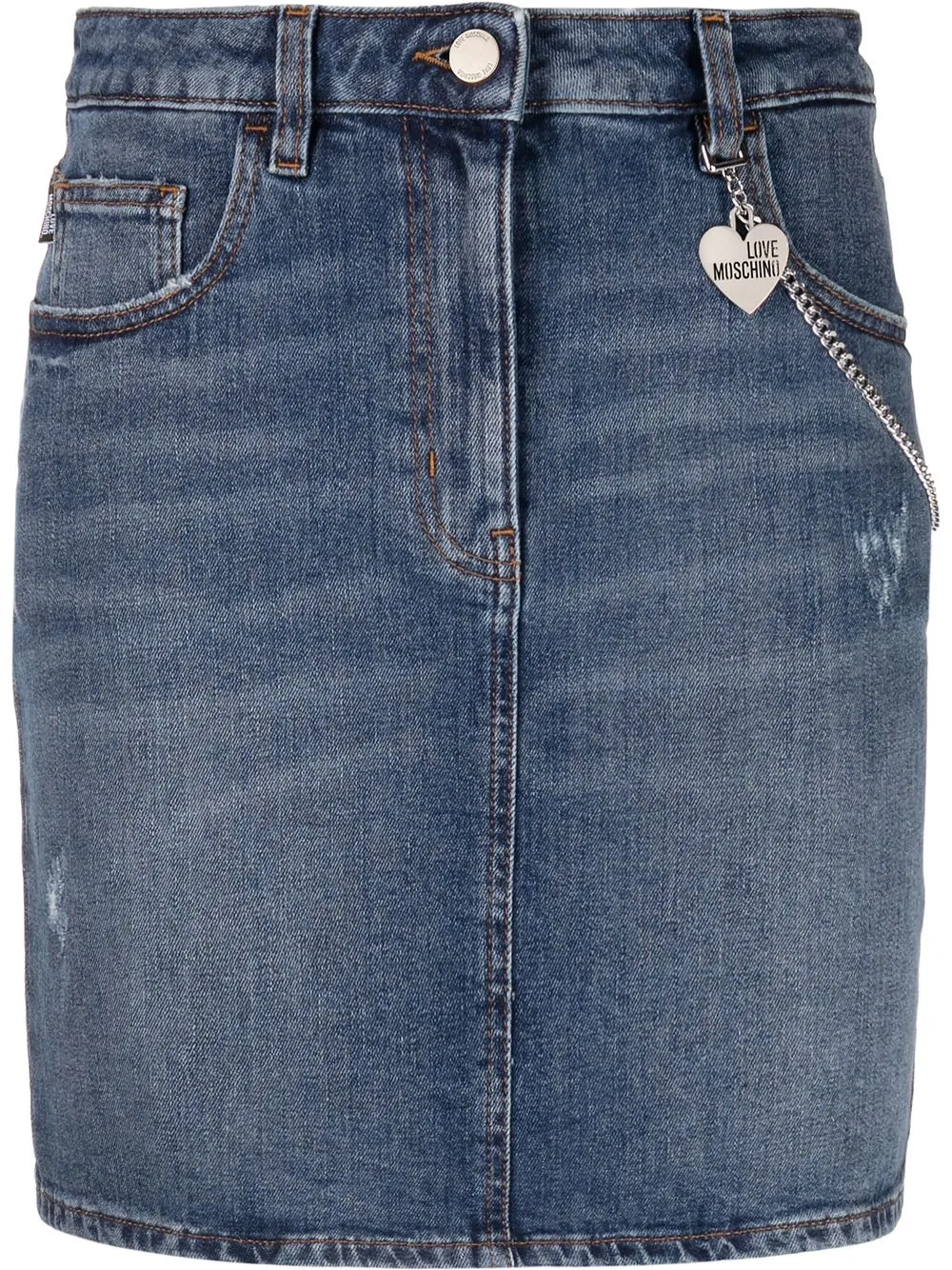 

Love Moschino chain-embellished denim skirt - Blue