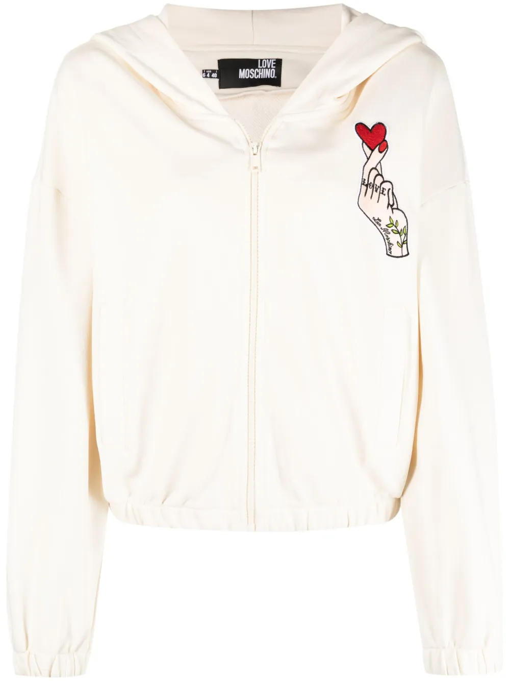 

Love Moschino love-patch zip-up hoodie - Neutrals