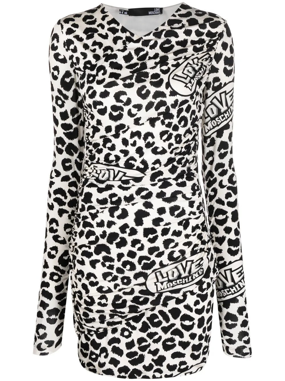 

Love Moschino leopard print long-sleeve dress - White