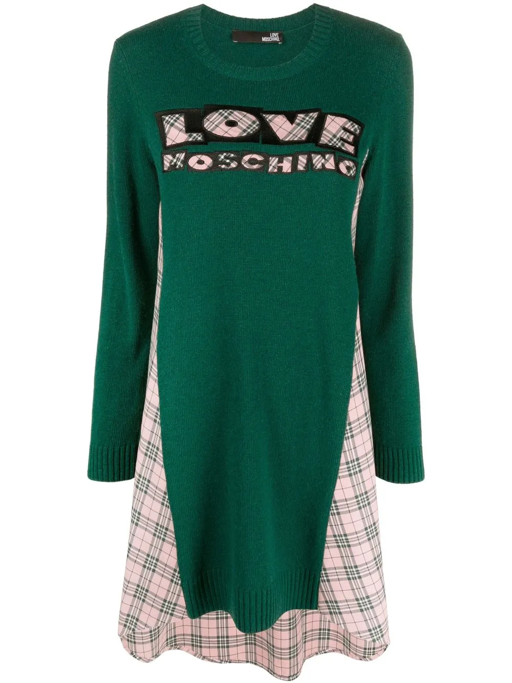 

Love Moschino shirt layered knitted dress - Green