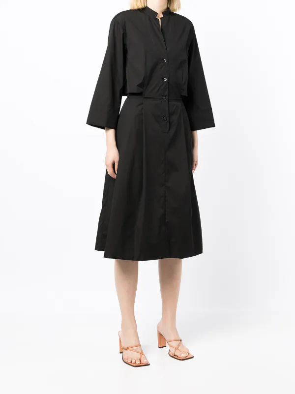 agnona black v neck short sleeve midi dress Aqua Womens Below Knee Cap Sleeve Midi Dress Black M