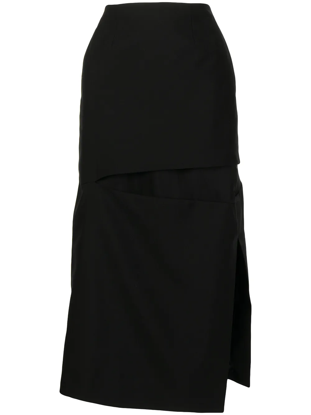 

sacai high-waisted panelled slit skirt - Black