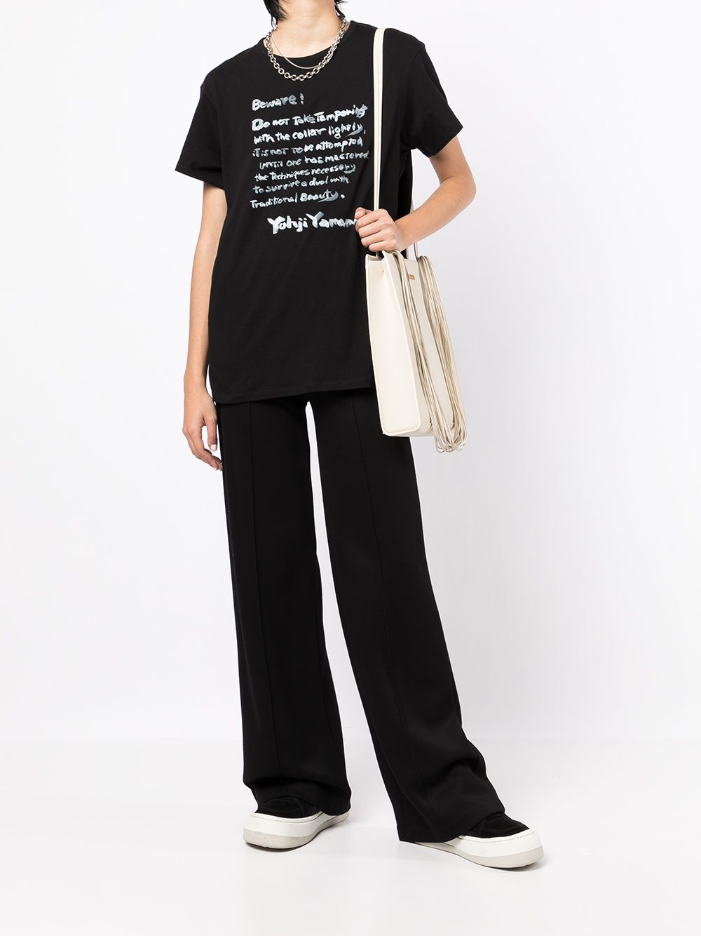 Yohji Yamamoto T-shirt met tekst - Zwart