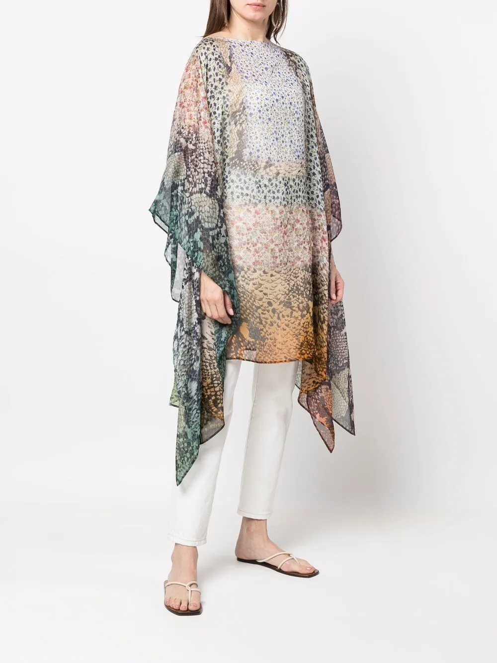  Faliero Sarti Seidenbluse Mit Animal Print   Weiß 