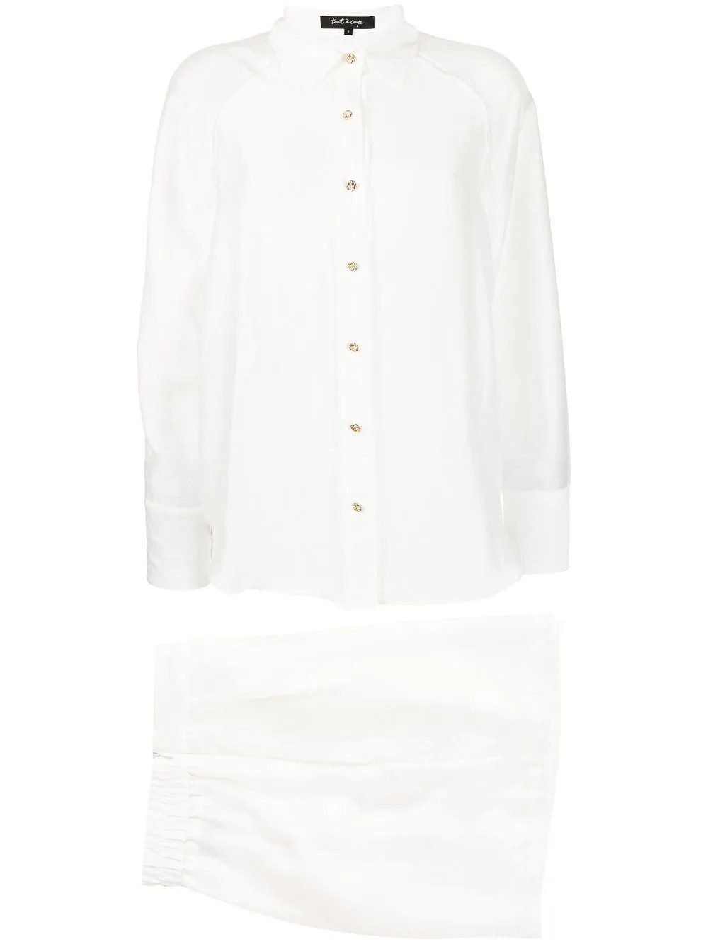 

tout a coup conjunto de camisa corta con estilo de pijama - Blanco