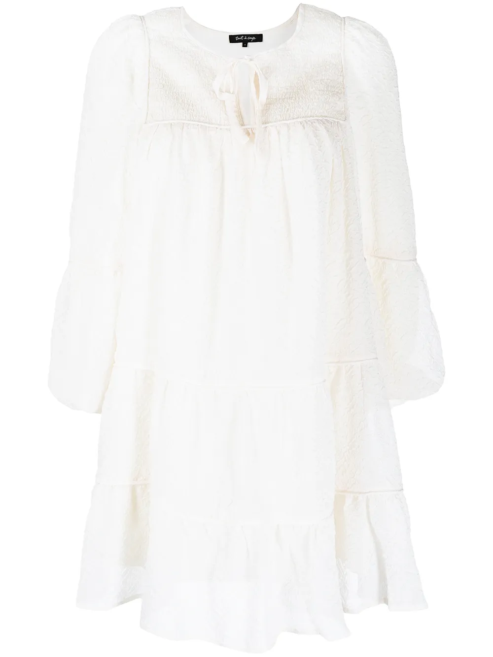 

tout a coup puff-sleeve tiered mini dress - Neutrals