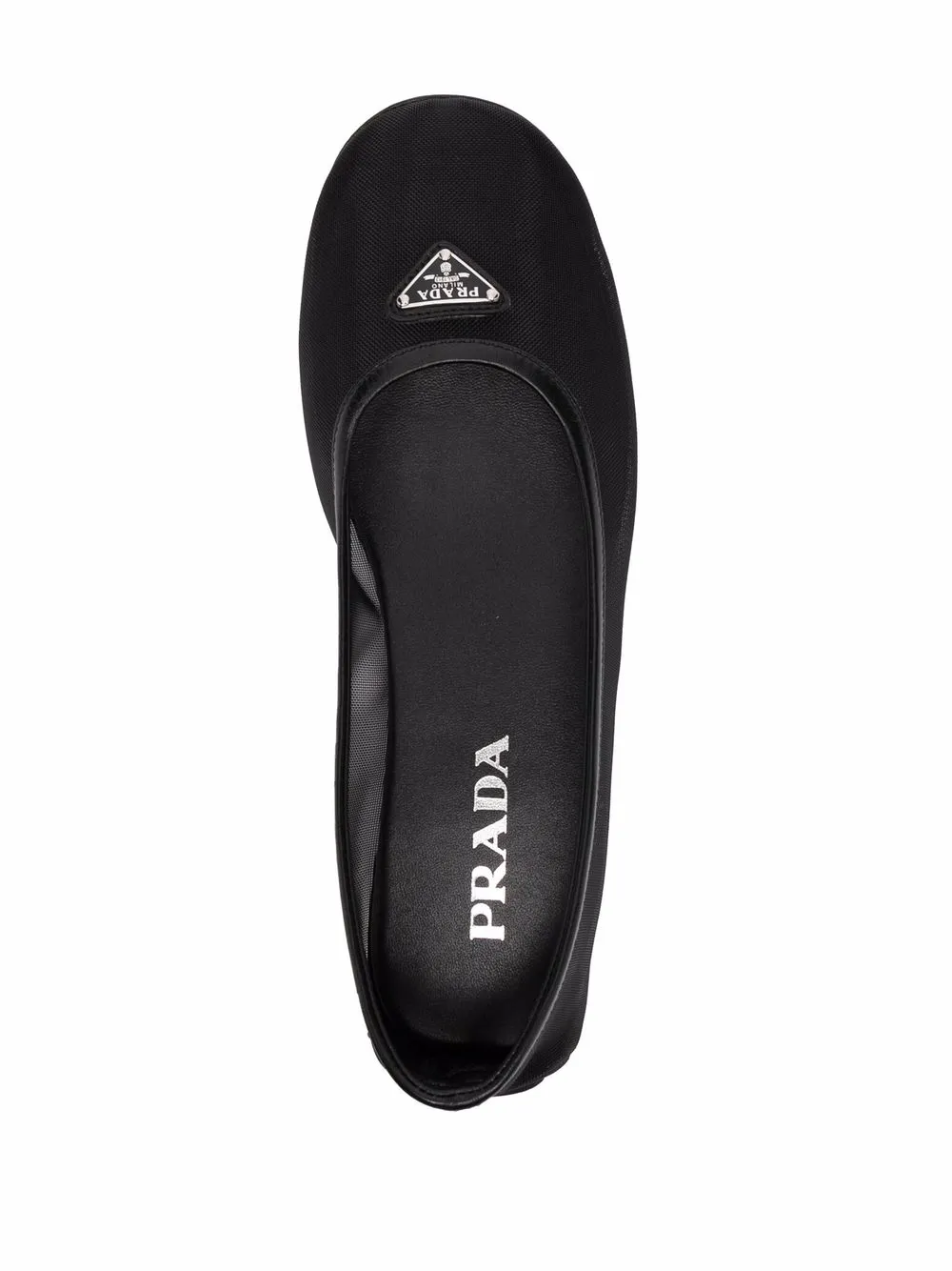 Prada triangle-logo mesh ballerina shoes Black