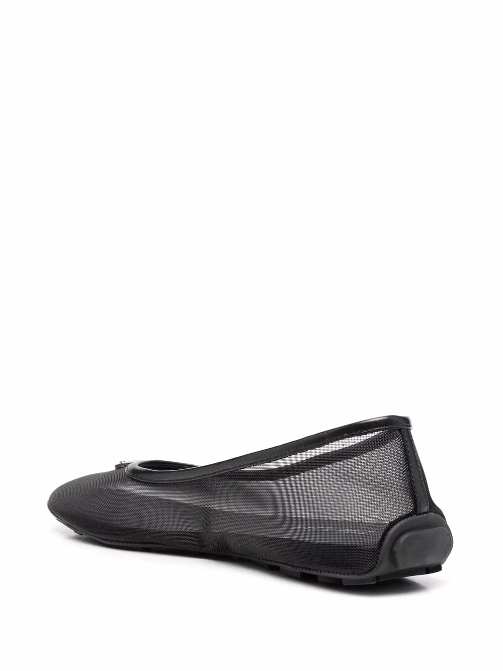 Prada triangle-logo mesh ballerina shoes Black