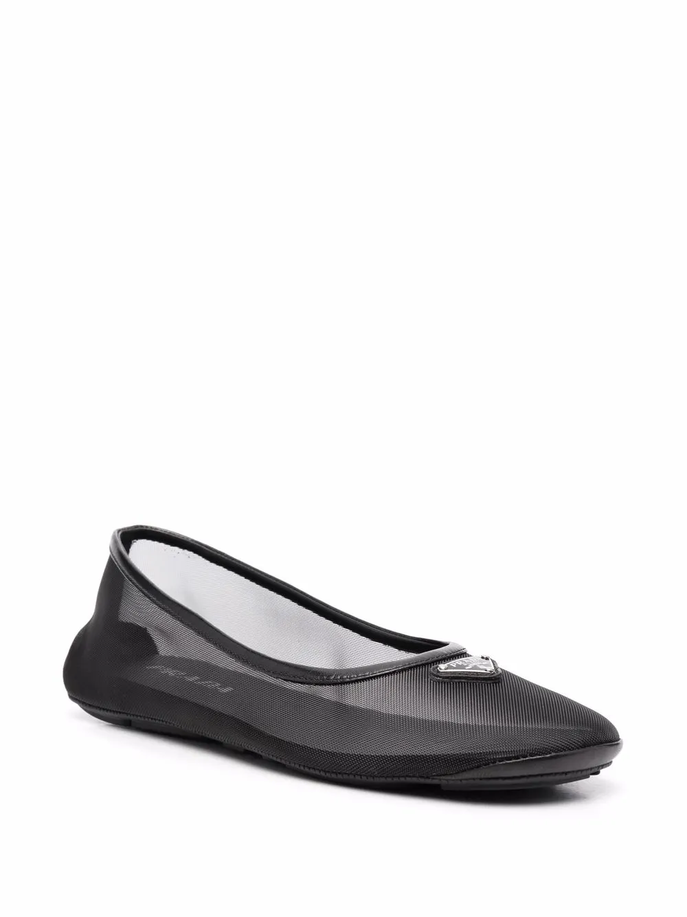 Prada triangle-logo mesh ballerina shoes Black