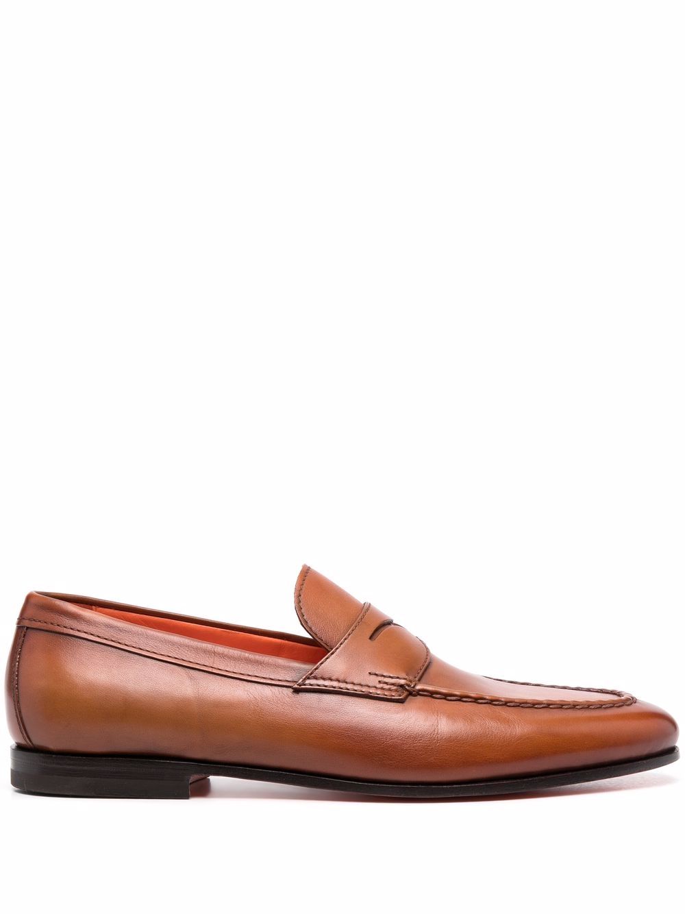 Santoni tonal leather loafers - Brown