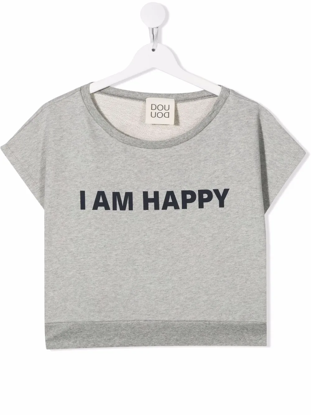 

Douuod Kids TEEN cropped slogan-print T-shirt - Grey