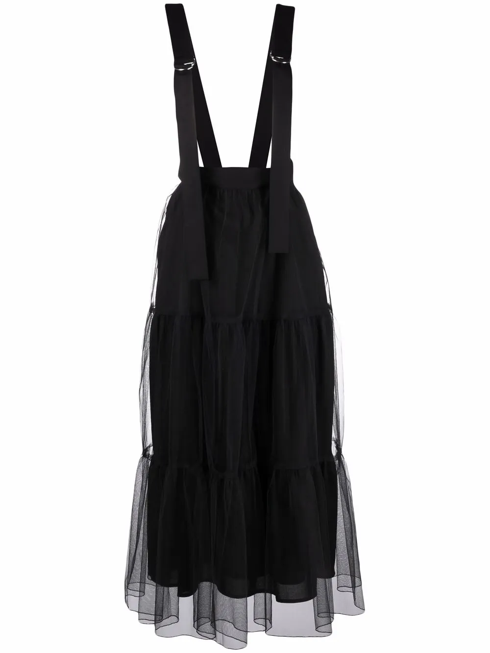 

Undercover Suspender tulle-overlay tiered skirt - Black