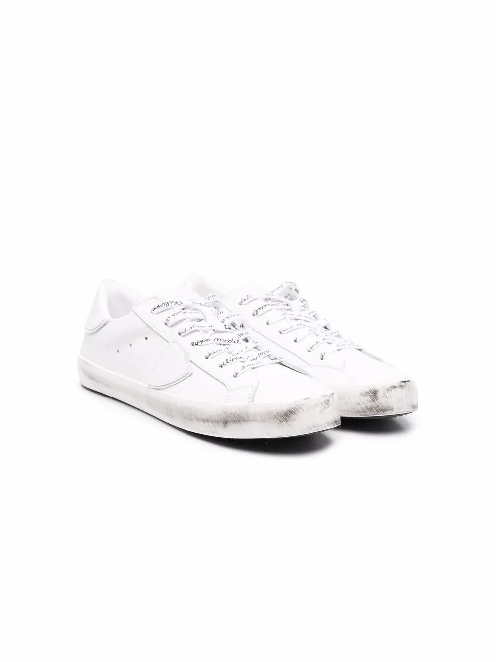 

Philippe Model Kids tenis bajos con parche del logo - Blanco