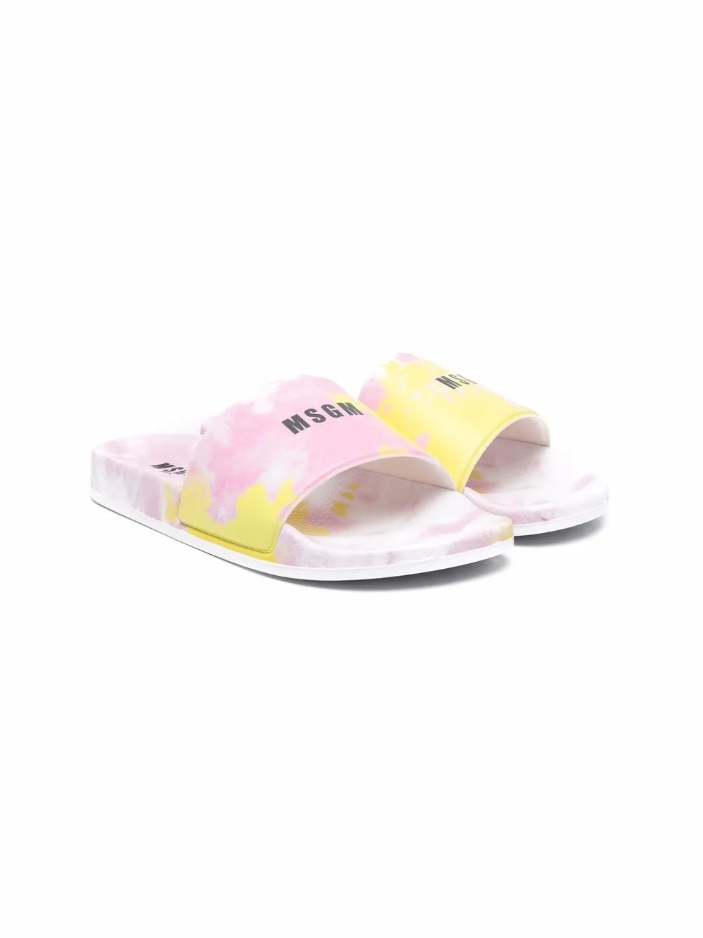 

MSGM Kids flip flops con motivo tie-dye y logo - Rosado