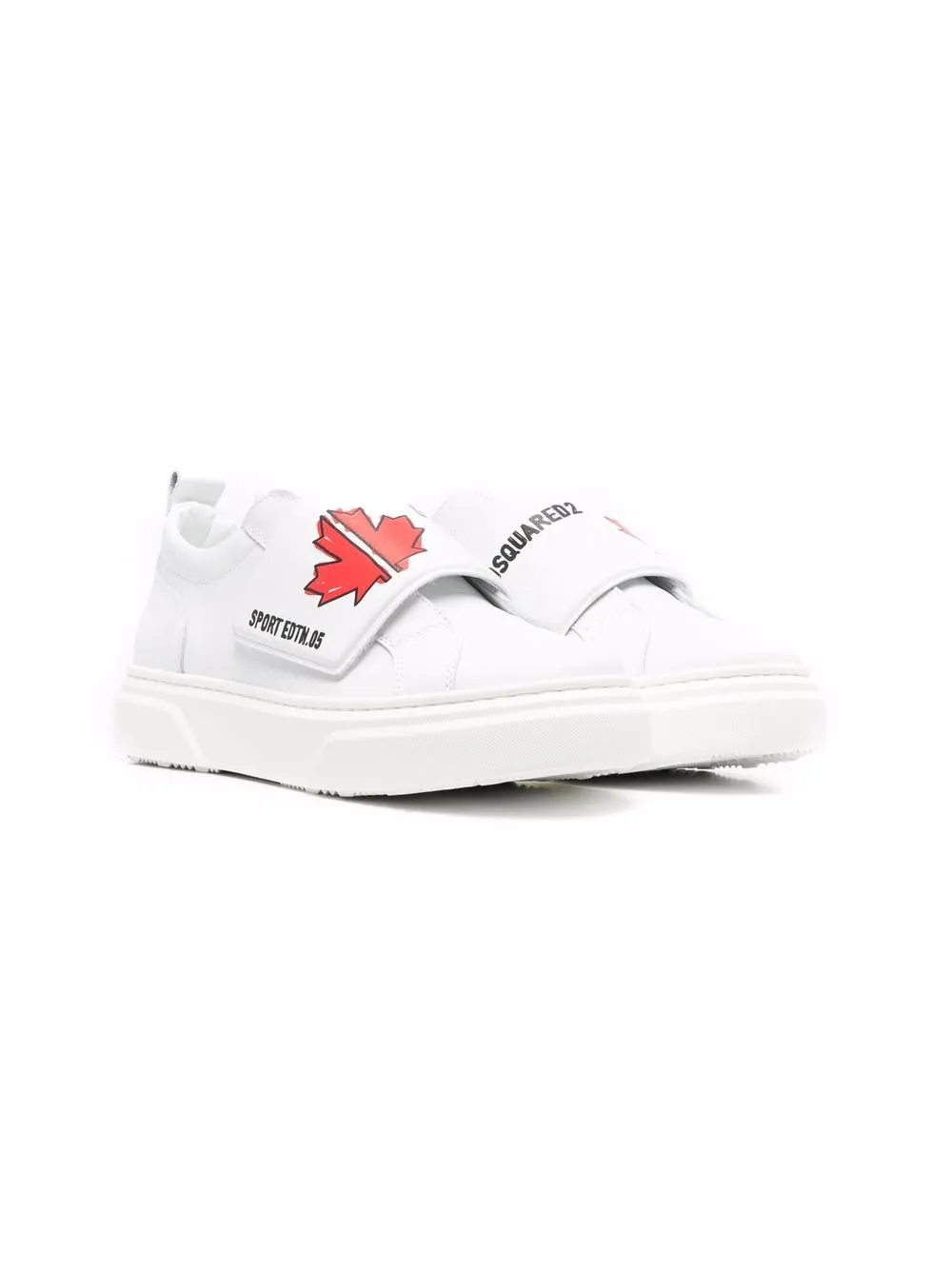 

Dsquared2 Kids TEEN maple leaf-print touch-strap sneakers - White